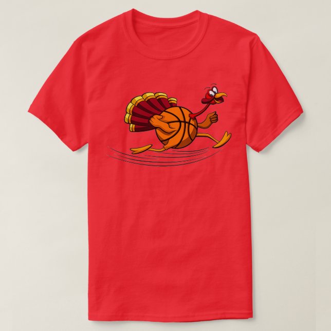 Thanksgiving Basketball Turkey T-Shirt (Design Front)