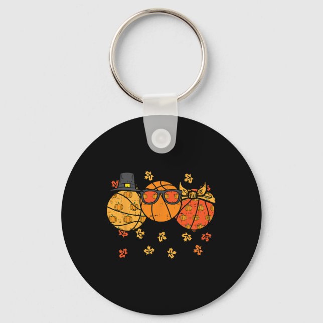 Thanksgiving Basketballs Pilgrim Fall Autumn Men W Key Ring (Front)