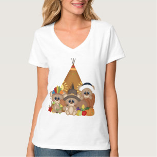 Thanksgiving Bears Holiday carton t-shirt