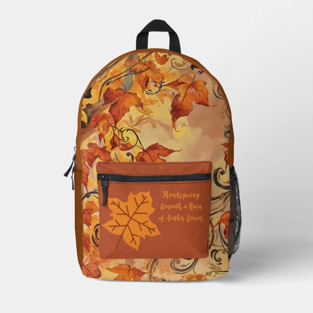 Thanksgiving,Beautiful Autumn Leaves Pattern  Printed Backpack (Front)