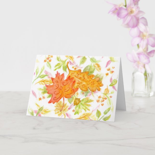 Thanksgiving Beautiful Leaves Religious Card (Orchid)