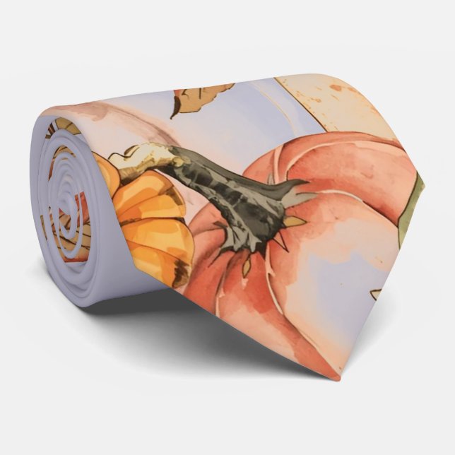 Thanksgiving, Beautiful Pumpkins Harvest Pattern N Tie (Rolled)