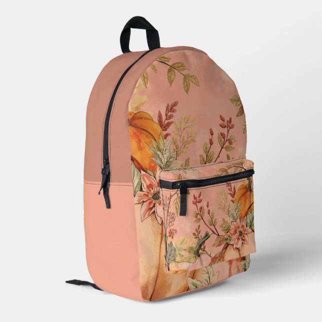 Thanksgiving, Beautiful Pumpkins Harvest Pattern Printed Backpack (Back Corner Left)