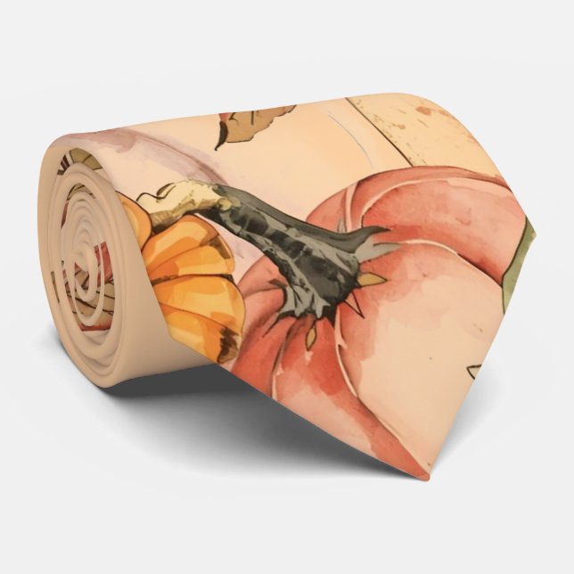 Thanksgiving, Beautiful Pumpkins Harvest Pattern Tie (Rolled)