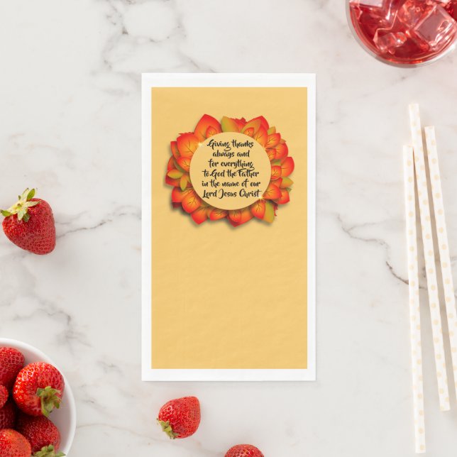 Thanksgiving Bible Quote Autumn Leaf Napkin (Insitu)