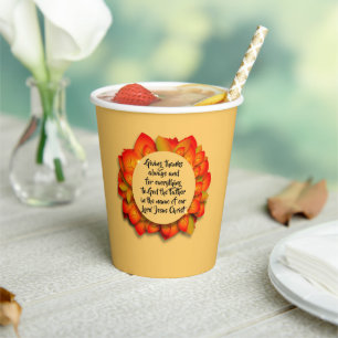 Thanksgiving Bible Quote Autumn Leaf Paper Cups