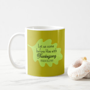Thanksgiving Bible Verse Green Leaf Autumm Olive Coffee Mug