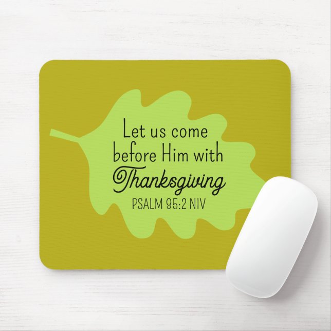 Thanksgiving Bible Verse Green Leaf Autumm Olive Mouse Mat (With Mouse)