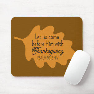 Thanksgiving Bible Verse Green Leaf Autumm Orange Mouse Mat