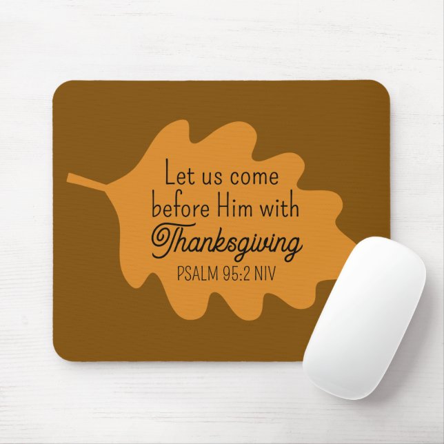 Thanksgiving Bible Verse Green Leaf Autumm Orange Mouse Mat (With Mouse)