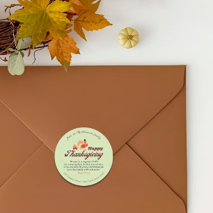 Thanksgiving Bible Verse   Name & Address Envelope Classic Round Sticker