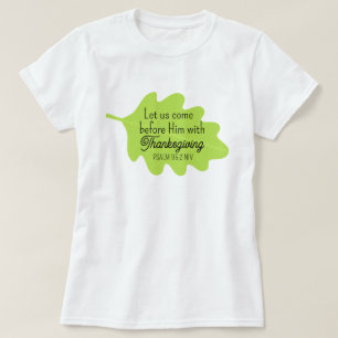 Thanksgiving Bible Verse Olive Green Leaf Autumm T-Shirt