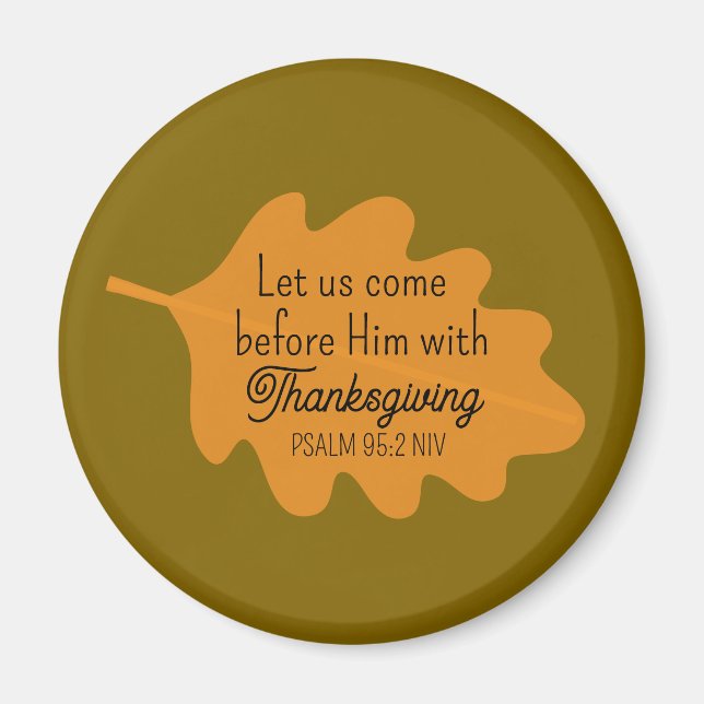 Thanksgiving Bible Verse Orange Leaf Autumm Brown Magnet (Front)