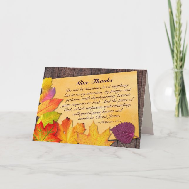 Thanksgiving Bible Verse Philippians 4:6-7 Autumn Card (Front)