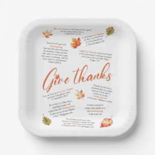 Thanksgiving Bible Verses with Autumn Leaves Paper Plate