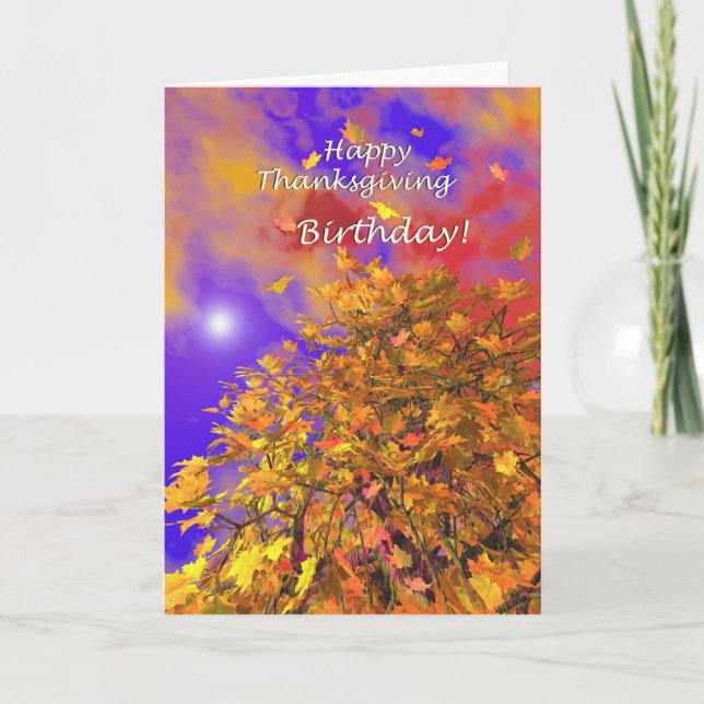 Thanksgiving Birthday - Fall Flight Holiday Card (Front)