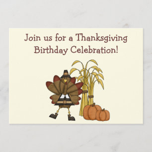 Thanksgiving Birthday Invitation - Boys
