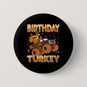 Thanksgiving Birthday Riding Monster Truck Turkey 6 Cm Round Badge