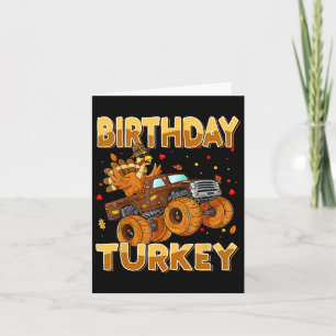 Thanksgiving Birthday Riding Monster Truck Turkey Card