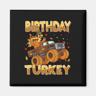 Thanksgiving Birthday Riding Monster Truck Turkey Magnet