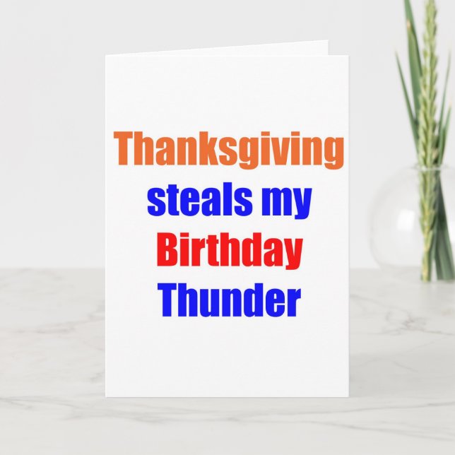 Thanksgiving Birthday Thunder Holiday Card (Front)