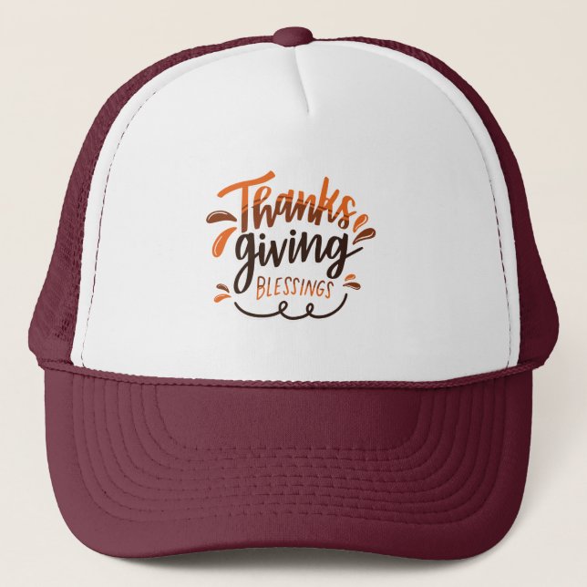  Thanksgiving blessed - Thanksgiving Day Gift Trucker Hat (Front)