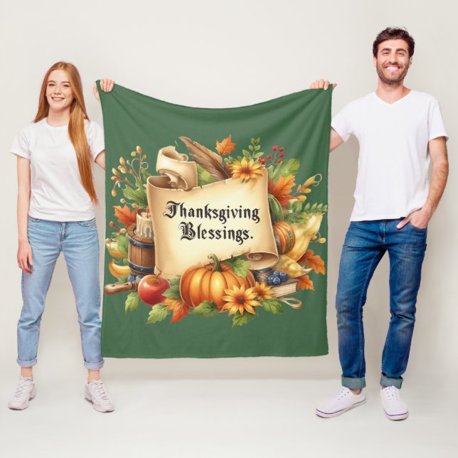 Thanksgiving Blessing Fleece Blanket (In Situ)
