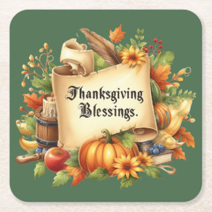 Thanksgiving Blessing Paper Coaster
