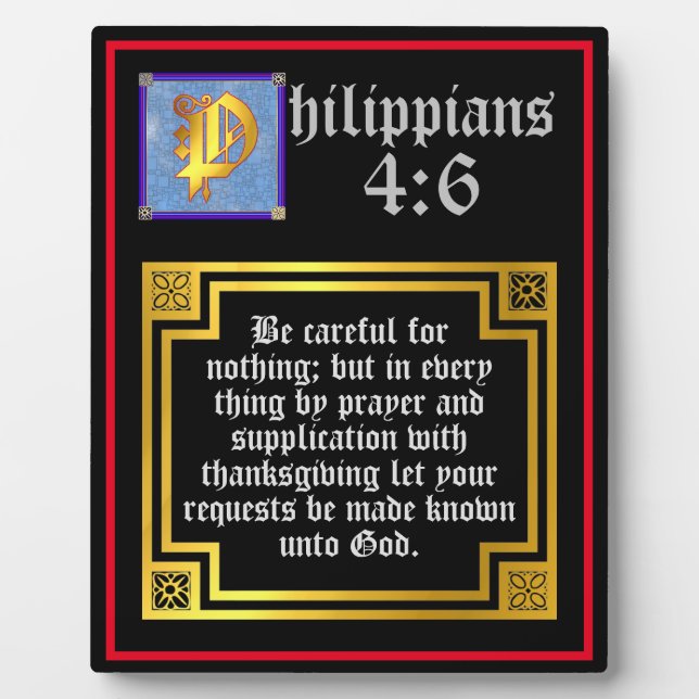 Thanksgiving Blessing Philippians 4:6 Bible Verse Plaque (Front)