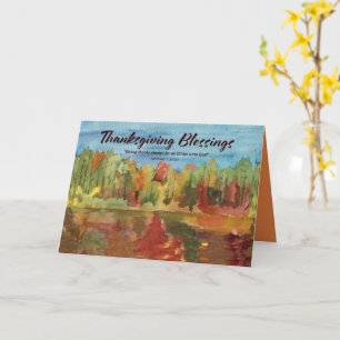 Thanksgiving Blessings Autumn Lake Ephesians Bible Card