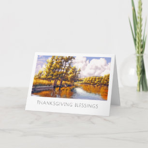 Thanksgiving Blessings. Autumn River Scenery  Holiday Card