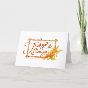 Thanksgiving Blessings Blank Folded Greeting Card 