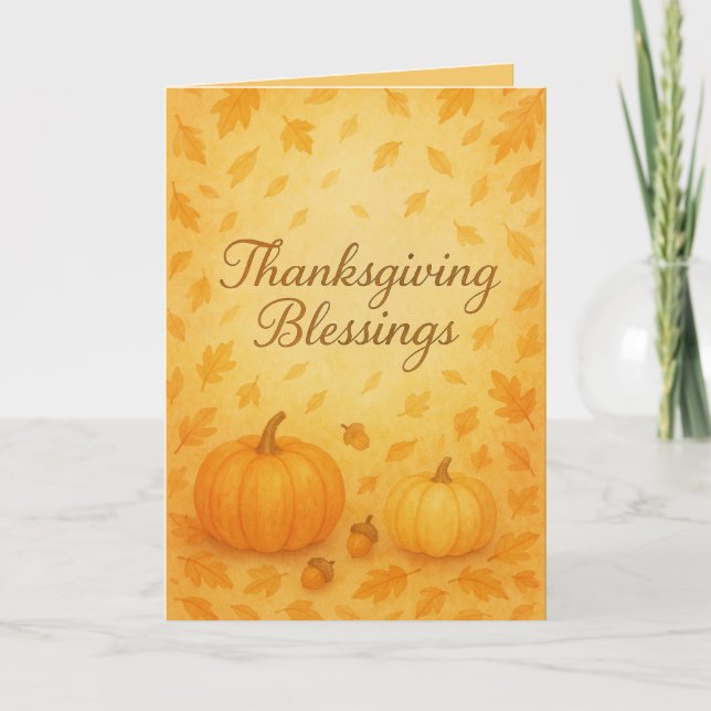 Thanksgiving Blessings Card – Cosy Fall Watercolor (Front)