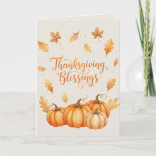 Thanksgiving Blessings Card – Cozy Autumn Watercol