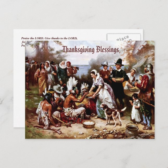 Thanksgiving Blessings. Customisable Postcard (Front/Back)