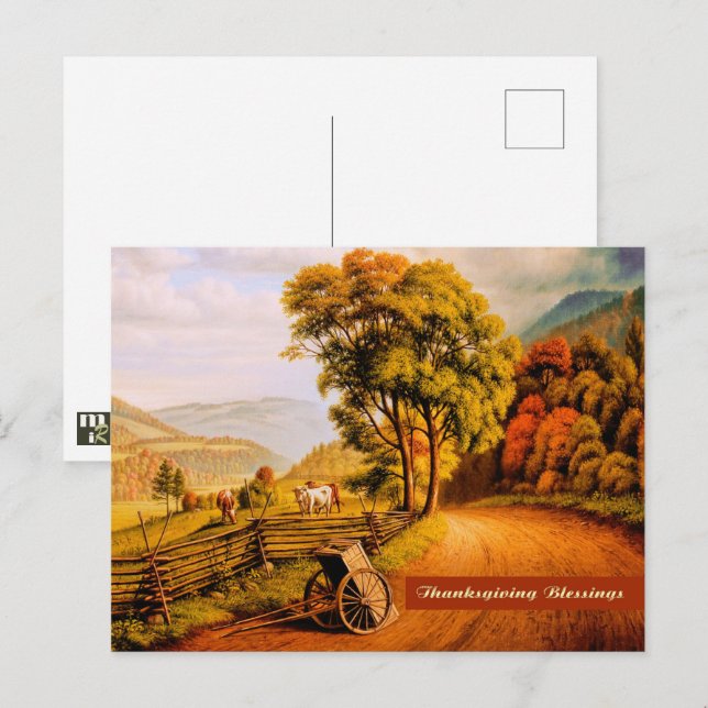 Thanksgiving Blessings. Fine Art Postcard (Front/Back)