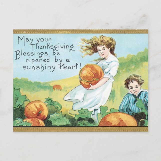 Thanksgiving Blessings Holiday Postcard (Front)
