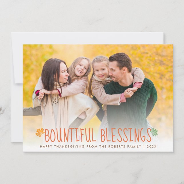 thanksgiving blessings photo greeting holiday card (Front)