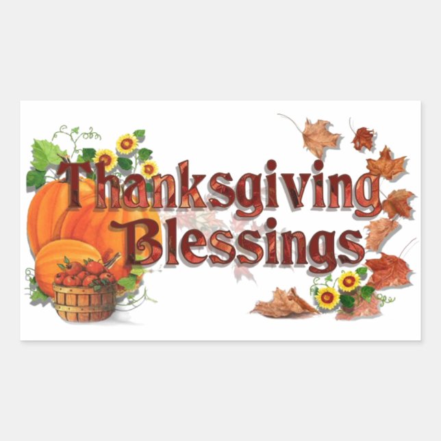 Thanksgiving Blessings Rectangular Sticker (Front)