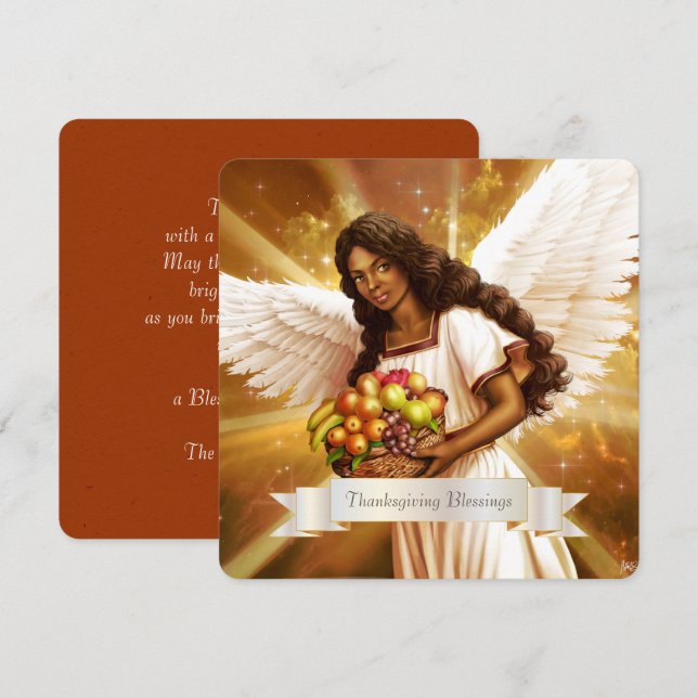 Thanksgiving Blessings. Religious Flat Card (Front/Back)