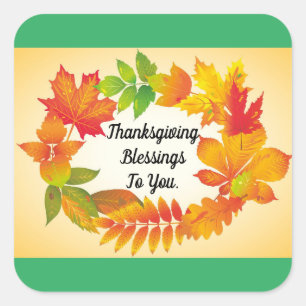 Thanksgiving Blessings Square Sticker