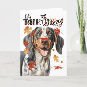 Thanksgiving Bluetick Coonhound Dog Talk Turkey Holiday Card