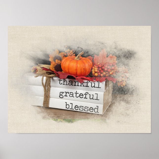Thanksgiving Books with Pumpkin Poster (Front)