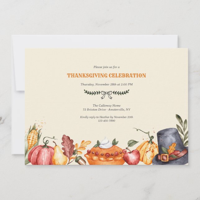 Thanksgiving Border Invitation (Front)