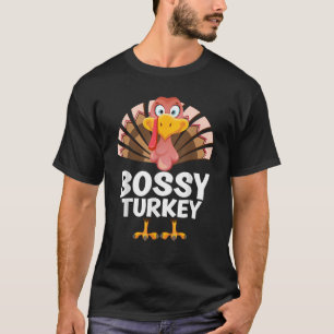 Thanksgiving Bossy Turkey Matching Pajama T-Shirt