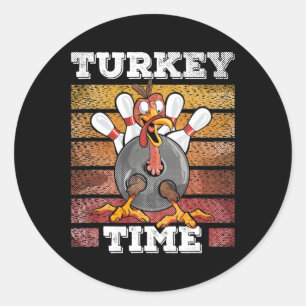 Thanksgiving Bowl Bowler Strike Pin Sport Turkey B Classic Round Sticker