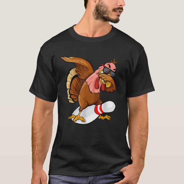 Thanksgiving Bowl Bowler Strike Pin Sport Turkey B T-Shirt (Front)