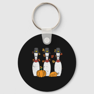Thanksgiving Bowling Pins Funny Fall Bowler Men Wo Key Ring