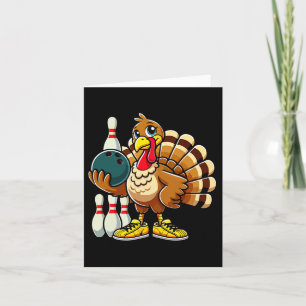 Thanksgiving Bowling Shirt Women Men Funny Turkey Card