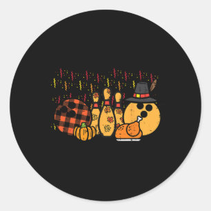 Thanksgiving Bowling Turkey Day Fall Men Women Kid Classic Round Sticker